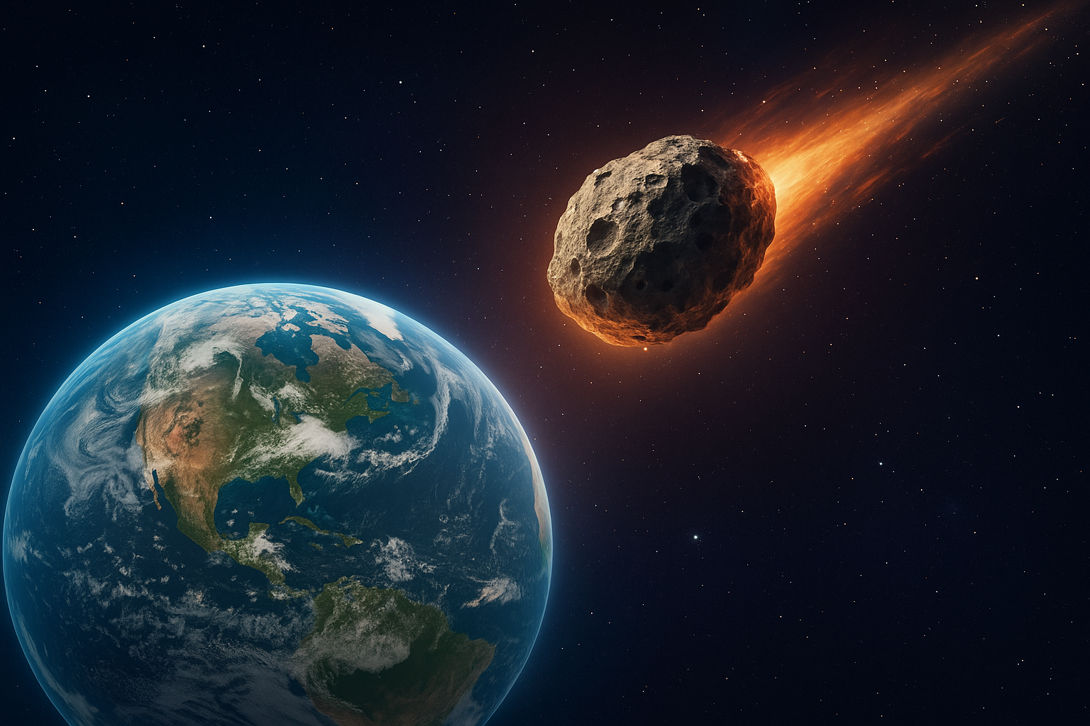 Asteroid impact probability illustration – asteroid approaching Earth