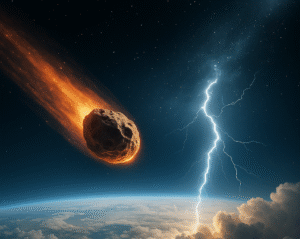 Asteroid impact probability illustration – asteroid approaching Earth